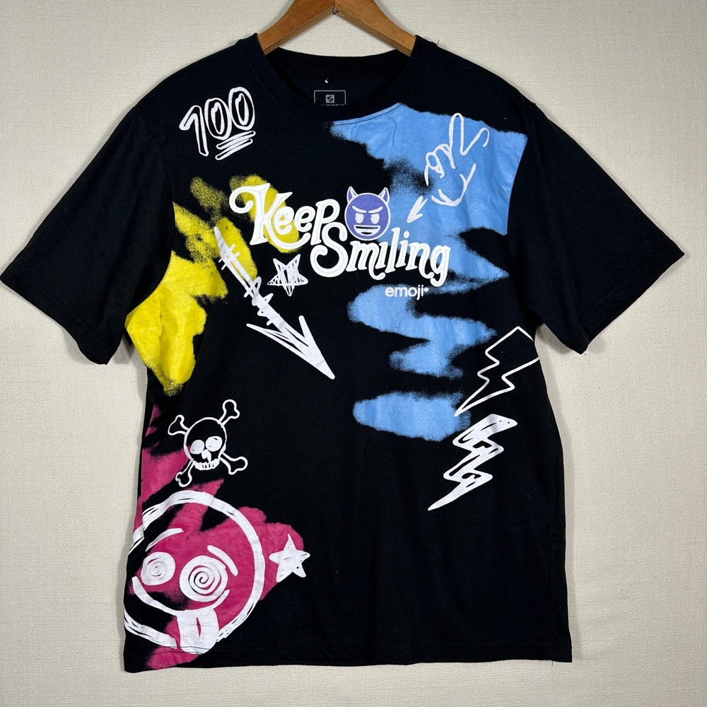 Southpole Emoji T-Shirt Mens XL Black Good Graffiti Keep Smiling Streetwear